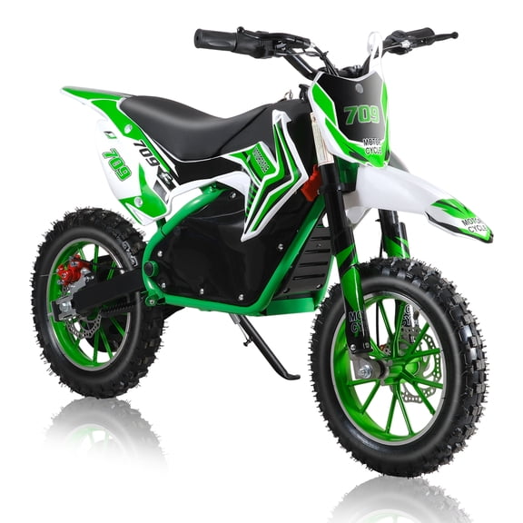 Mohsoe 36V 350W Youth Electric Dirt Bike, Upgraded Motor & E-Brake, 3-Speed Gears for Off-Road, Green
