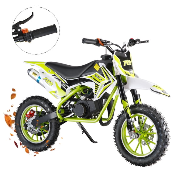 Mohsoe 49CC 2-Stroke Youth Dirt Bike, 19MPH Max Speed, One-Click Start & Shock Absorber, Green