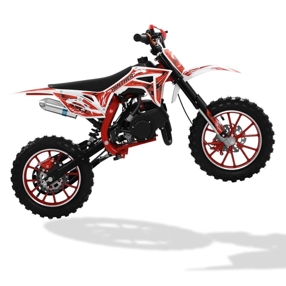 Mohsoe 49CC Kids Beginner Gas Dirt Bike, 10" Inflatable Off-Road Tires, Shock Absorption Springs & Alloy Handlebars, Red