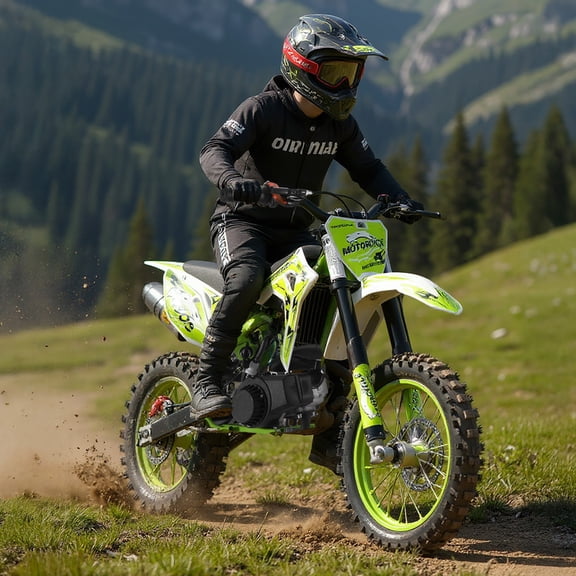 Mohsoe 49CC Pro Gas Mini Motocross Bike, 10" Off-Road Tires & Upgraded Braking, 11" Ground Clearance, Advanced Riding, Green