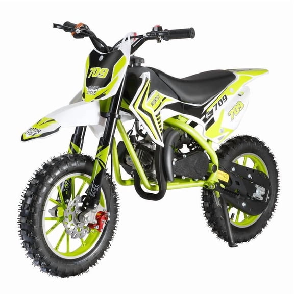 Mohsoe 49cc 2-Stroke Mini Motocross for Beginners, Metal Frame Hand-Pull Start, 10 Inch Wear-Resistant Tires, Front Rear Disc Brakes, 30KM/H Max Speed, 150kg Load, 47 x 28 Inch