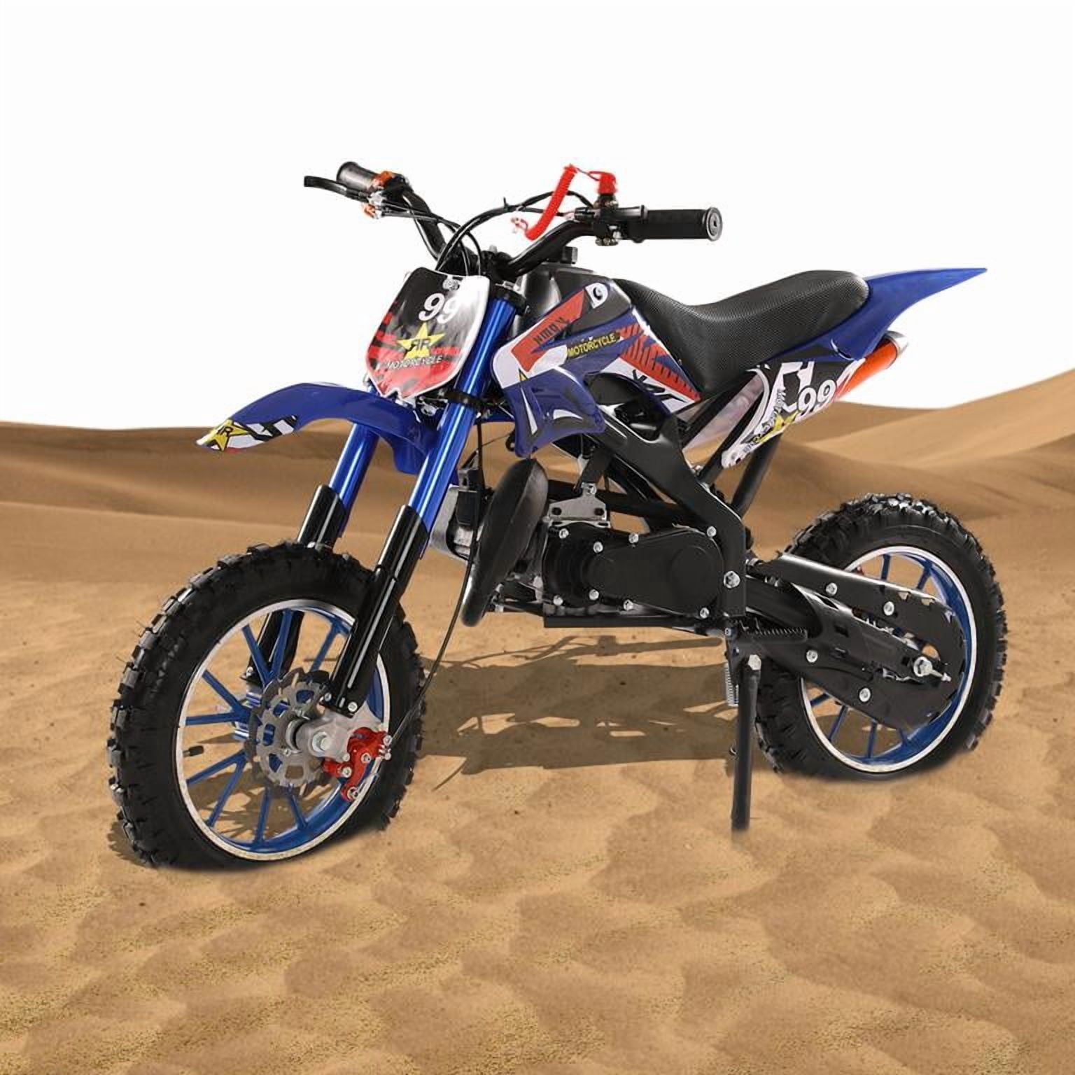Mohsoe 49cc 2-Stroke Mini Motocross Bike, Gas Powered Kids Dirt Bike with Front & Rear Disc Brakes, 10in Inflatable Off-Road Tires, Alloy Handlebars, Inverted Hydraulic Suspension, Max Speed 40KM/H