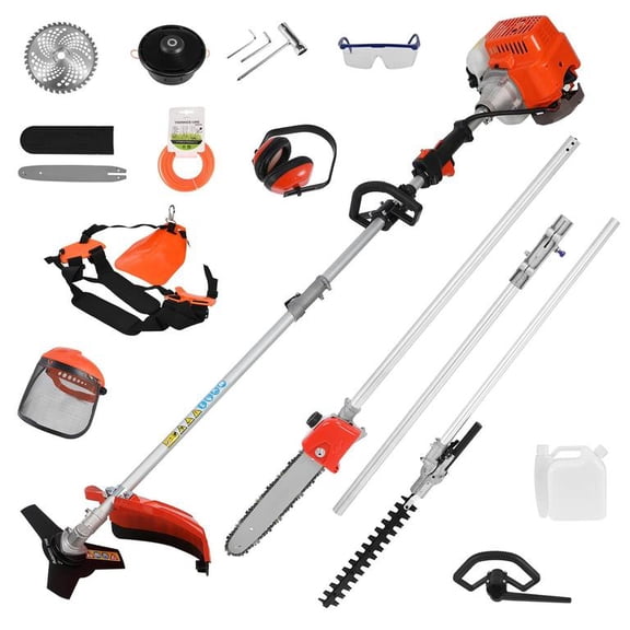 Mohsoe 5 in 1 Weed Eater Gas Powered - 52CC 2-Stroke Gas Hedge Trimming Tools, Weed Whacker, String Trimmer, Brush Cutter, Edger, Pole Saw Pruner with Extension Pole with EPA, CE-MD Certification