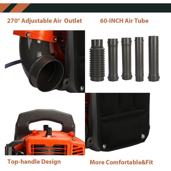 Mohsoe 52CC 2-Cycle Gas Backpack Leaf Blower with Cruise, Industrial Grade for Leaf & Snow Removal