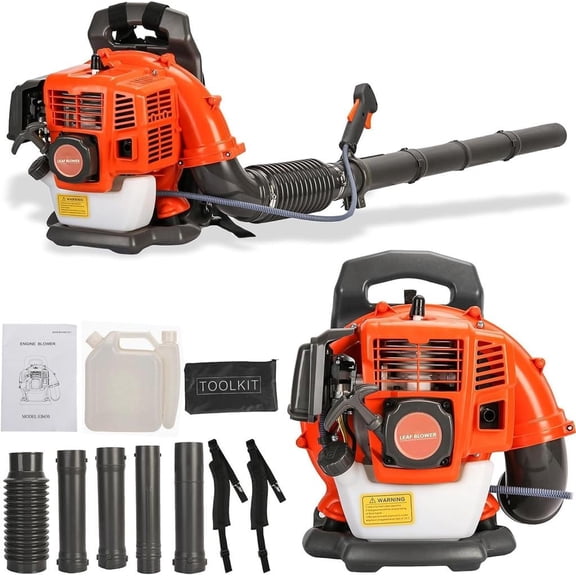 Mohsoe 52CC 2 Stroke Gas Powered Backpack Leaf Blower, 550CFM Airflow and 3HP Power, Air-Cooled Design, Suitable for Grass Lawn Care, Outdoor Snow and Debris Removal