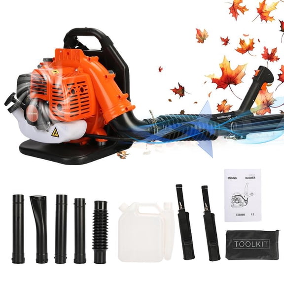 Mohsoe 52CC High-Performance 2-Stroke Gas Backpack Leaf Blower, powerful cleaning ability, adjustable ergonomic harness and variable speed control, perfect for lawn, yard, garden