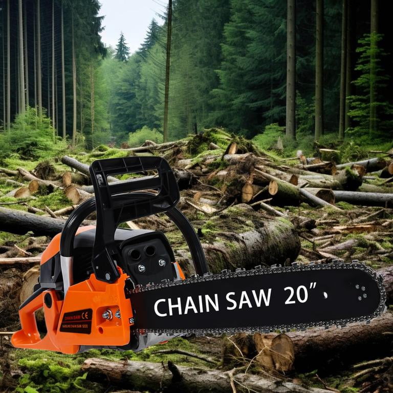 Mohsoe 58cc Gas Powered Chainsaw 20 Inch, 2-Stroke Engine Chain Saw with Automatic Chain Lubrication, Non-Slip Shock-Absorbing Handle, Lightweight Portable Design for Yard Work
