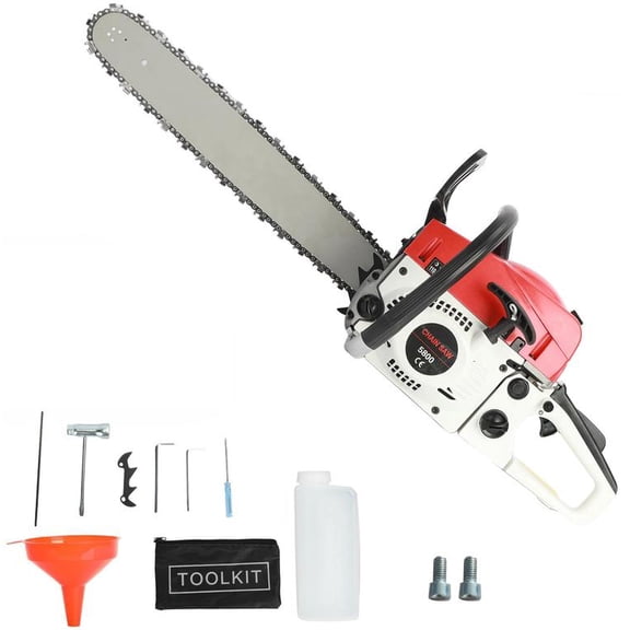 Mohsoe 58cc Gas Powered Chainsaw 20 Inch, 2-Stroke Engine Chain Saw with Low-Kickback Chain, Non-Slip Shock-Absorbing Handle, 3.2HP Power, 13000RPM, Heavy Duty for Forest Cutting