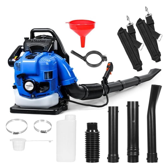 Mohsoe Backpack Leaf Blower 75.6CC, Gas Powered Backpack Leaf Blower 2.6KW High Power Blowing Leaf Cleaning Dust with 1.9L Fuel Tank Adjustable Offset Handle Ergonomic Harness System 4 Stroke 750CFM