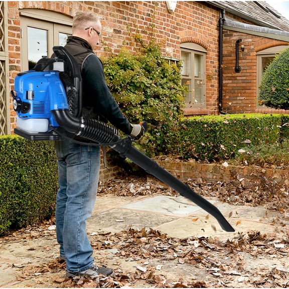 Mohsoe Commercial High Power Gas Leaf Blower, 7000r/min High Speed, Cruise Control Throttle for Easy & Efficient Operation Blue