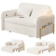thumbnail image 1 of Mohsoe Convertible Sofa Bed 3-in-1, Sleeper Chair with Chaise Lounge & Bed Modes, Under-Sofa Storage Drawer with Wheels, USB Type-C Charging, Teddy Fleece Fabric, Space-Saving for Studio Dorm, 1 of 10