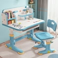 thumbnail image 1 of Mohsoe Desk and Chair Set Adjustable Height 3-16 Years, Ergonomic Study Table with Drawer & Cartoon Pattern, Children Learning Desk Set (Blue), 1 of 7