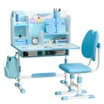 thumbnail image 1 of Mohsoe Desk and Chair Set Adjustable Height 3-18 Years, Study Table with Sliding Drawer & Backpack Hooks, Ergonomic Children Learning Desk (Blue), 1 of 8