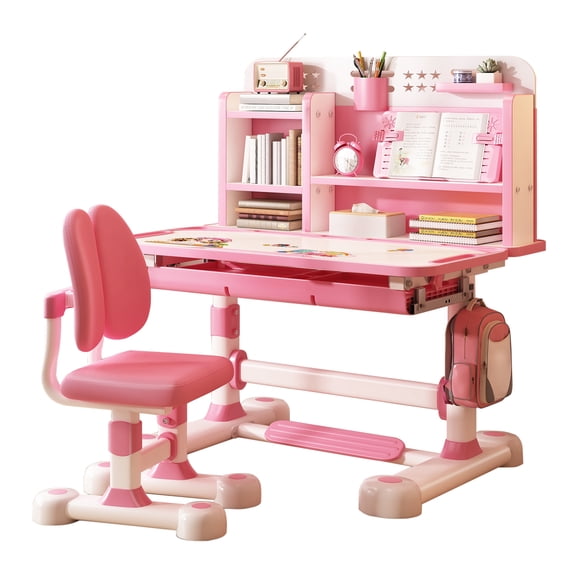 Mohsoe Dual Back Support Posture Chair, Ergonomic Design Spine & Lumbar Support with Correction Desk (Pink)