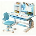 thumbnail image 1 of Mohsoe Easy Assembly Kids Desk Chair Set, User-Friendly Design, Footrest Reduces Sitting Fatigue for Easier Study Blue, 1 of 8