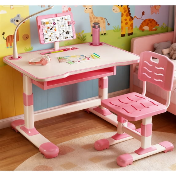 Mohsoe Ergonomic Kids Study Chair, Back Support Design Protects Spine, Adjustable Height (41-48cm) for Comfort Pink