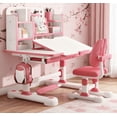 thumbnail image 1 of Mohsoe Ergonomic Kids Study Desk Chair Set, Tilt Desktop Reduces Neck Strain, Promotes Proper Posture Pink, 1 of 8