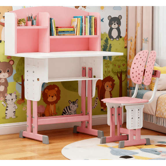 Mohsoe Ergonomic Spine Protection Kids Study Chair, Segmented Breathable Backrest, Adjustable Height (14.58-16.94") Pink