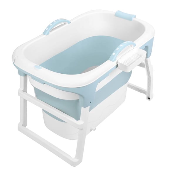 Mohsoe Folding Bathtub for Adults 103cm, Collapsible Soaking Tub with Space-Saving Trapezoid Shape, Thickened Heightening Construction, Lightweight One-Hand Lift, Ice Hot Bath for Indoor Outdoor
