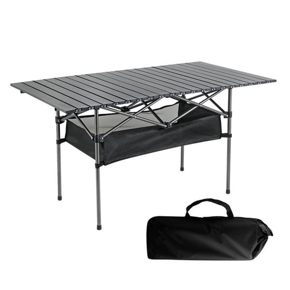 Mohsoe Folding Table, Aluminum Alloy & Iron Construction, Height Adjustable, 110LBS Load Capacity, Lightweight Portable with Storage Mesh Bag & Carry Bag