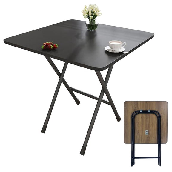 Mohsoe Folding Table Square 23.6 Inch, Portable Foldable Table with MDF Top & Stainless Steel Frame, Heavy Duty for Dining Coffee Card Games, Space-Saving for Home Camping, 24 x 24 x 28 Inch