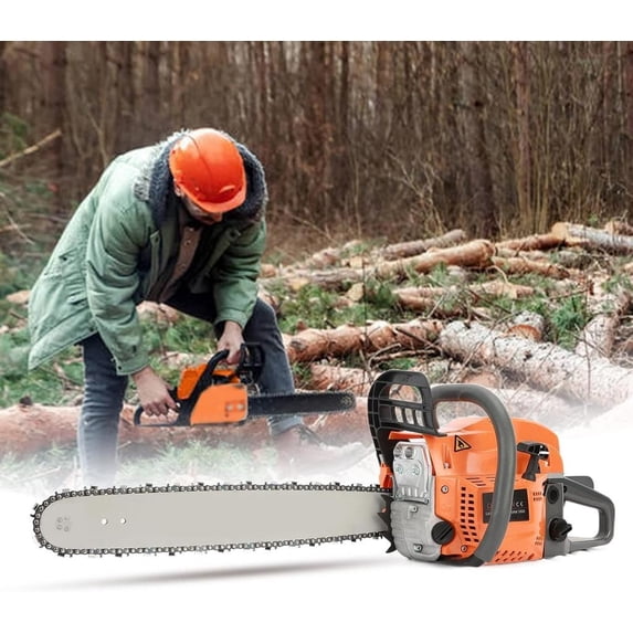 Mohsoe Gas Chainsaw 58cc 2-Stroke, 20 Inch Heavy Duty Chain Saw with Sprocket Nose Guide Bar, CDI Ignition, 8500RPM High Speed, Comfortable Handle for Tree Clearing Land