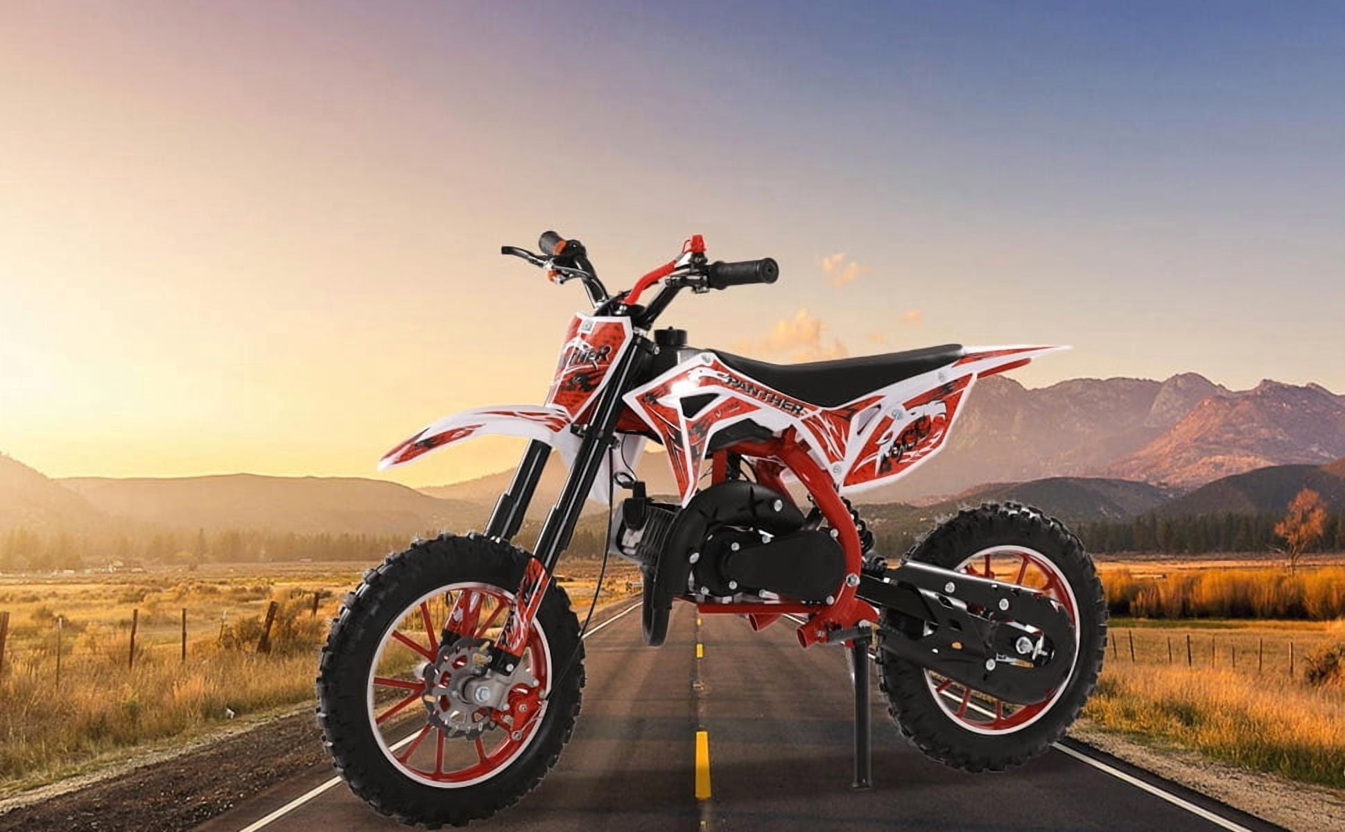 Mohsoe Gas Powered Mini Motocross 49cc 2-Stroke, Youth Dirt Bike with Front & Rear Disc Brakes, 10 Inch Off-Road Tires, Hand-Pull Start, 1.8L Fuel Tank, Max Load 150kg, Max Speed 40KM/H
