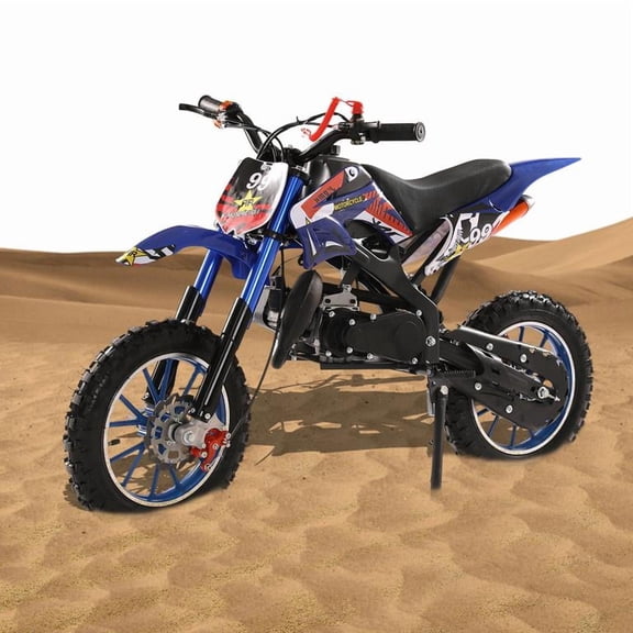 Mohsoe Gas Powered Mini Motocross 49cc 2-Stroke, Youth Dirt Bike with Front & Rear Disc Brakes, 10 Inch Off-Road Tires, Hand-Pull Start, 1.8L Fuel Tank, Max Load 150kg, Max Speed 40KM/H