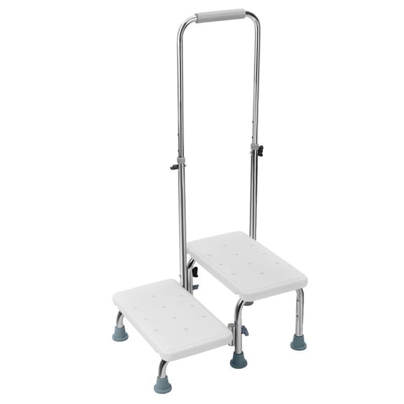 Mohsoe 2 Step Bed Step Stool with Adjustable Handle 352LBS Load Capacity Non-Slip Platform Elderly Assistance Step Stool for Bed Bathtub Vehicle Medical Recovery Home Use