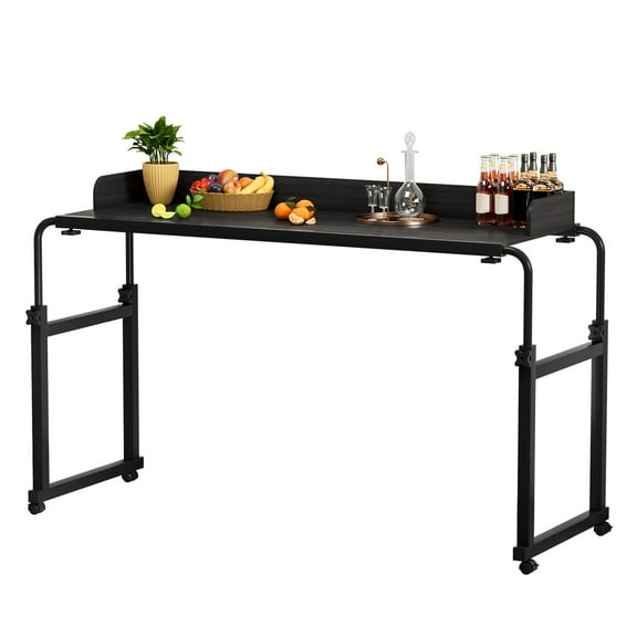 Mohsoe Hospital & Home Bed Table, 4 Locking Wheels Sturdy Structure, Bedside Office/Dining Nightstand Matte Black