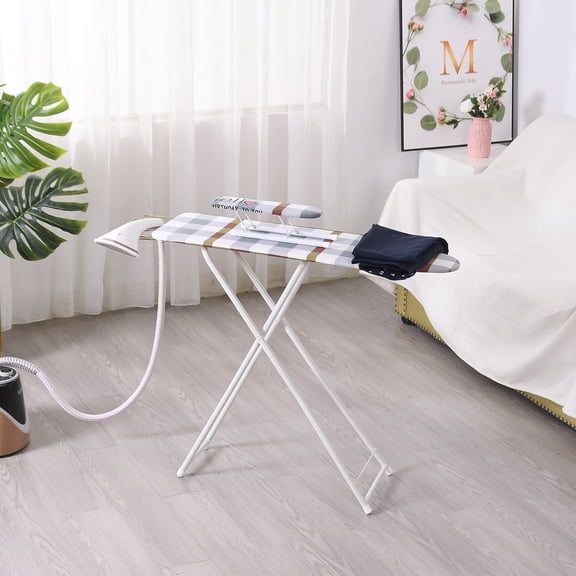Mohsoe Laundry Room Ironing Board Set with Sleeve Board, Adjustable Height, Space Saving Foldable Blue