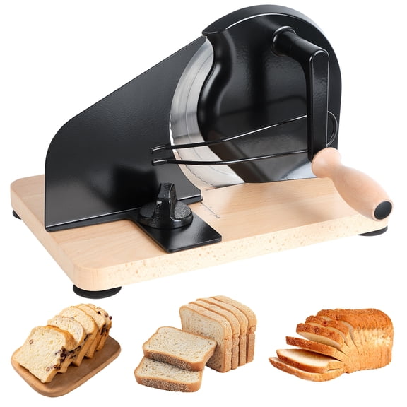 Mohsoe Manual Bread Slicer Adjustable Thickness up to 2cm, Stainless Steel Blade with Steel Wire Rail, Suction Cup Base for Home Baking & Commercial Use