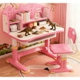 thumbnail image 1 of Mohsoe Multifunctional Kids Study Desk Chair Combo, Height Grows with Child (Chair H:13.4-15.8"), Easy Assembly Pink, 1 of 7