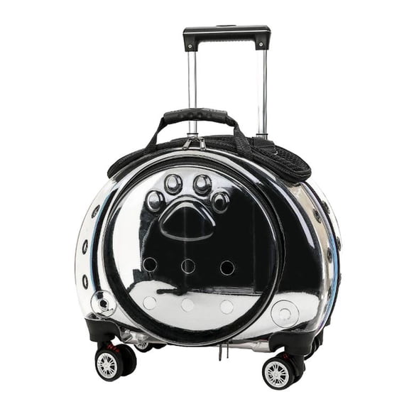Mohsoe Pet Trolley Case, PC Material with Multiple Ventilation Holes & Clear Windows, Silent Shock-Absorbing Wheels, Telescopic Rod, 16.9311.8115.75 Inch