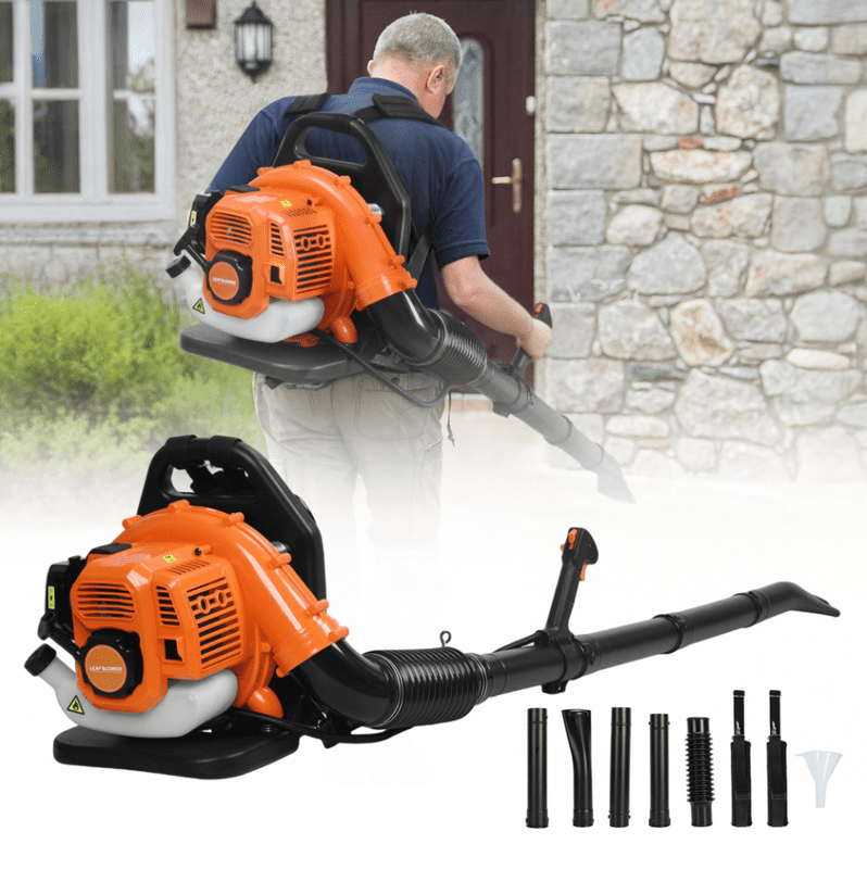 Mohsoe Powerful 550CFM Backpack Leaf Blower, 52CC 2-Stroke Engine, 205MPH Wind Speed for Large Area Cleaning