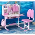 thumbnail image 1 of Mohsoe Practical Multifunctional Kids Desk, Footrest Reduces Leg Strain for More Comfortable Reading & Study Pink, 1 of 7