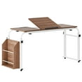 thumbnail image 1 of Mohsoe Professional Adjustable Overbed Table, Tilt Top & Side Bookshelf 350lb Capacity Locking Wheels Wooden Color L, 1 of 8