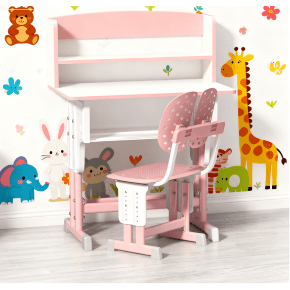 Mohsoe Professionally Designed Kids Desk Chair for Ages 7-12, Adjustable Height, Scientific Zones for Organization Pink