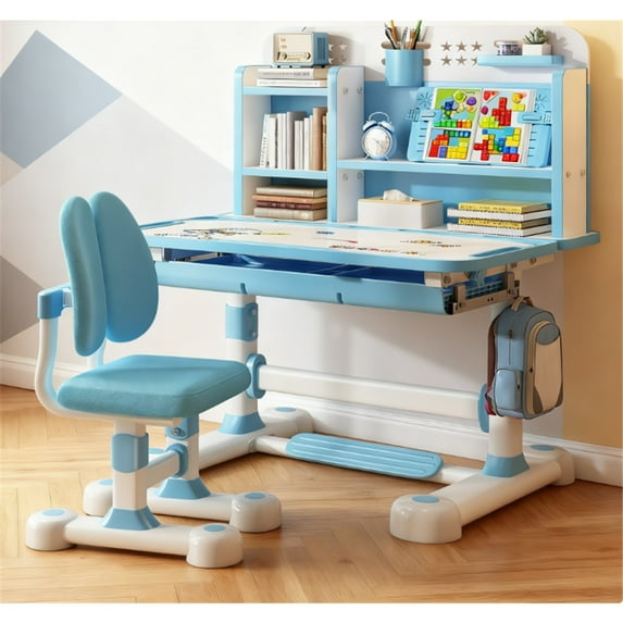 Mohsoe Scientifically Designed Kids Study Desk Chair, Dual Back Support System Fits Body, Develops Good Posture Habits Blue
