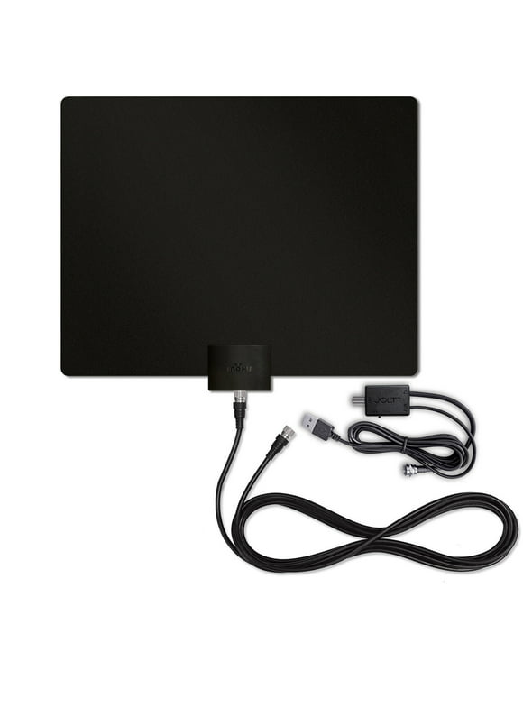 Mohu Leaf 50 Amplified Indoor HDTV Antenna w/ Jolt Switch In-Line Amplifier and 12 Ft. Coaxial Cable