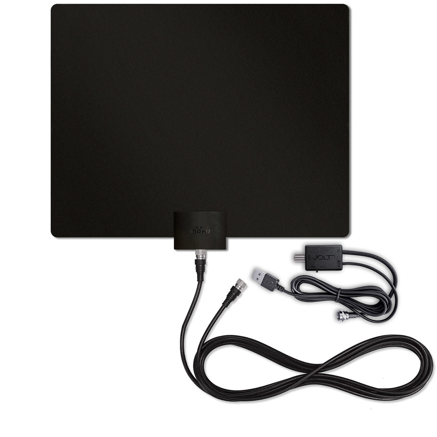 Mohu Leaf 50 Amplified Indoor HDTV Antenna w/ Jolt Switch In-Line Amplifier and 12 Ft. Coaxial Cable - image 1 of 11