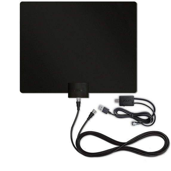 Mohu Leaf 50 Amplified Indoor HDTV Antenna w/ Jolt Switch In-Line Amplifier and 12 Ft. Coaxial Cable
