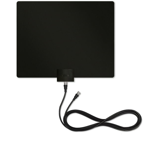 Mohu Leaf Plus Amplified Indoor TV Antenna, 60-Mile Range, Multi-Directional, 12ft. Cable