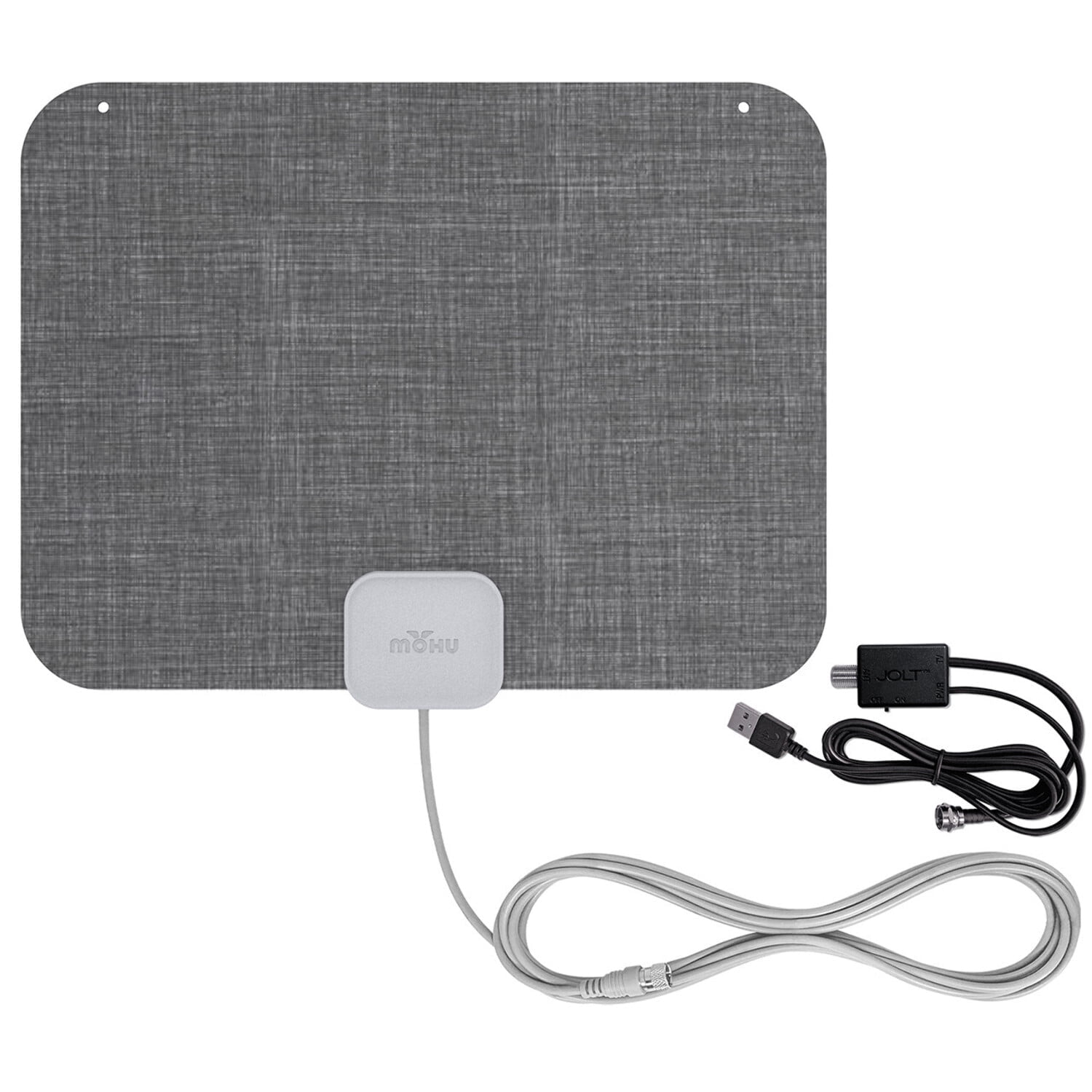 Mohu Leaf Stitch Amplified Indoor HDTV Antenna (Grey Tweed) with 12 ft. Coaxial Cable