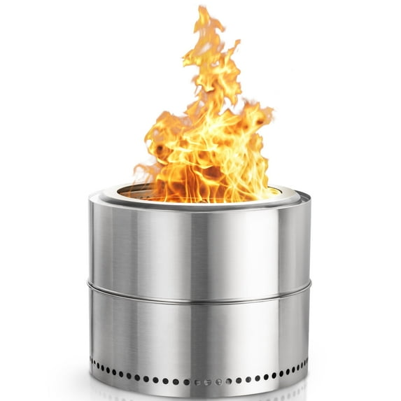 Moifoi 19.5" Smokeless Stainless Steel Wood-Burning Camp Fire Pit,Portable fire pit with Carry Bag