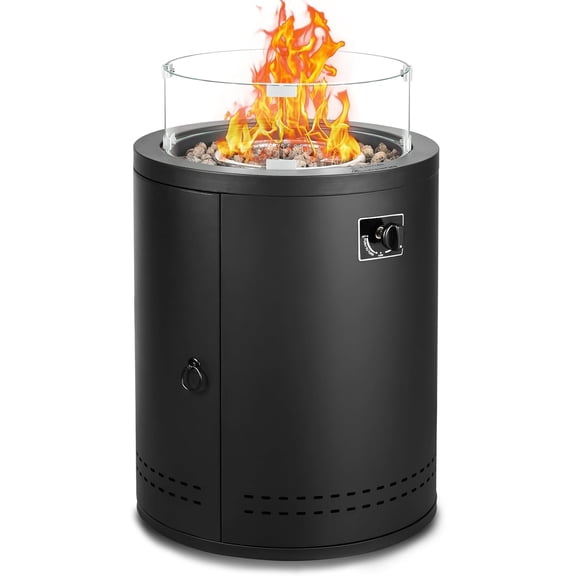 Moifoi 20" Smokeless Propane Fire Pit Tabletop, 50,000 BTU Portable Outdoor Fire Pit for Patio, Camping & Backyard, with Lava Rocks, Glass Wind Guard & Waterproof Cover, ETL certified