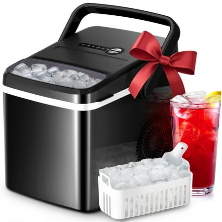 Moifoi 26 lbs/24H Countertop Ice Maker Machine, 9 Bullet-Shaped Ice in 6 Min, Auto-Cleaning, Black