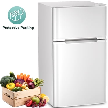 Moifoi 3.2 Cu.ft Two-Door Compact Refrigerator, Stainless Steel