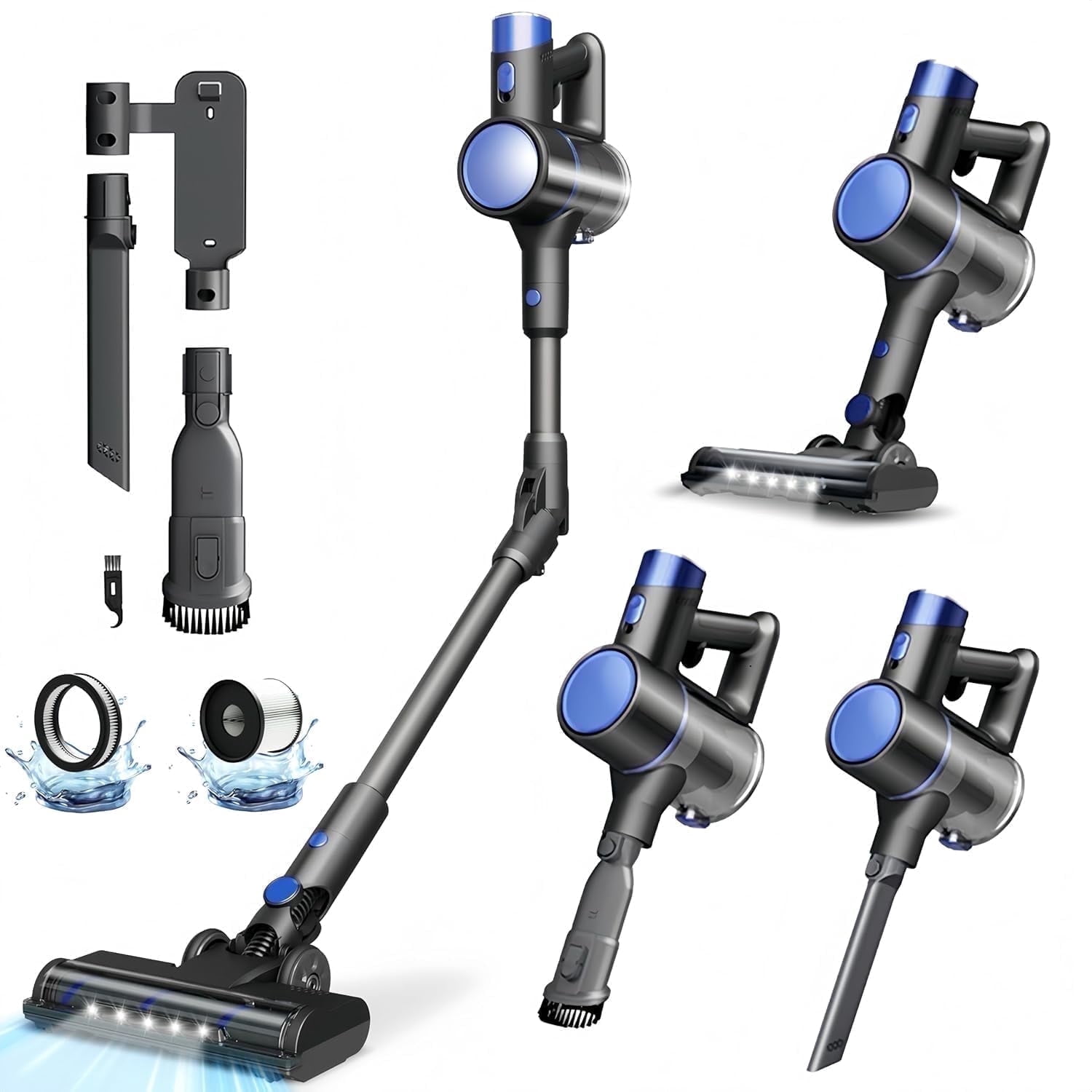 Moifoi Cordless Vacuum Cleaner, Lightweight Bendable, up to 50minnuts, Stick Vac with Tangle-Resistant Design,Powerful Suction , Wireless Vacuum for Carpet Hard Floor Pet Hair