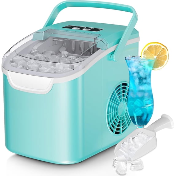 MoifoiIce Maker Countertop , Portable Ice Machine 26.5lbs/24H, Ready in 6 Mins/9 Pcs with Self-Cleaning Green